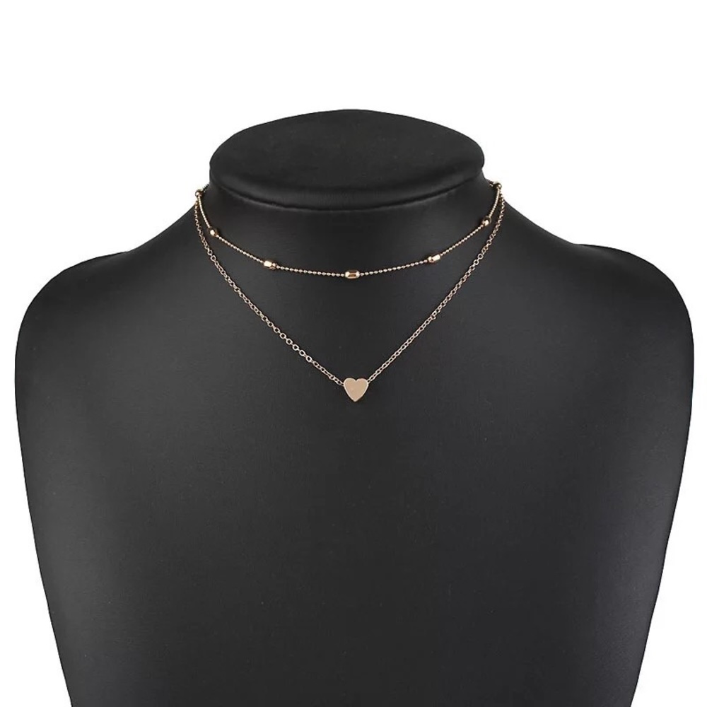 🆕 Layered Heart Charm Choker Necklace ❤️ - Picture 3 of 3